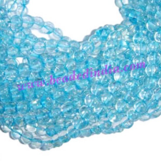 Picture of Blue Topaz 4mm round semi precious gemstone beads.