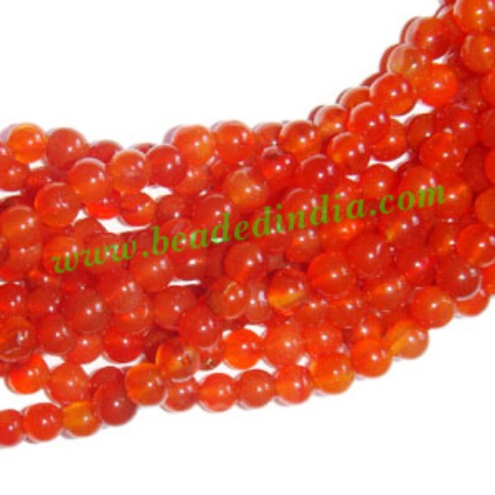 Picture of Carnelian 4mm round semi precious gemstone beads.
