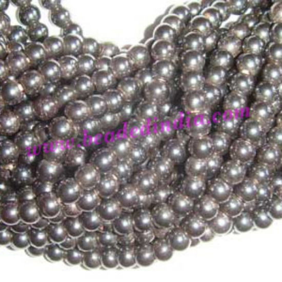 Picture of Haematite 4mm round semi precious gemstone beads.