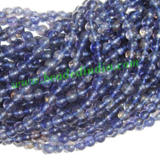 Picture of Iolite 4mm round semi precious gemstone beads.