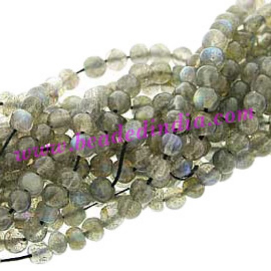 Picture of Labradorite 4mm round semi precious gemstone beads.