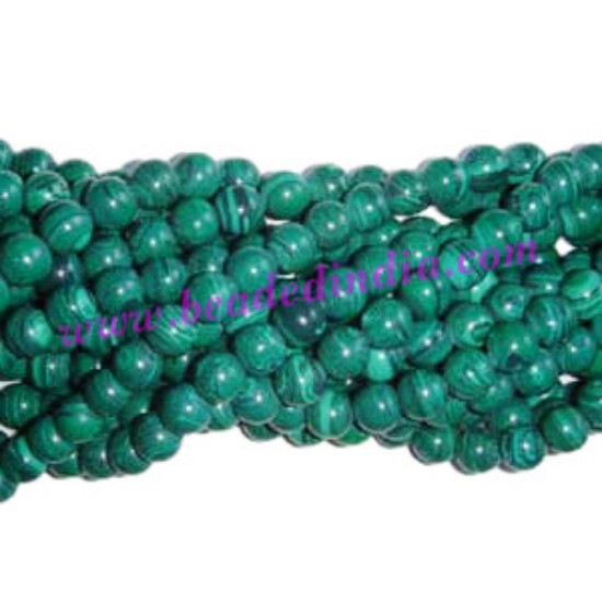 Picture of Malachite 4mm round semi precious gemstone beads.