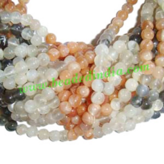 Picture of Moonstone Multi 4mm round semi precious gemstone beads.