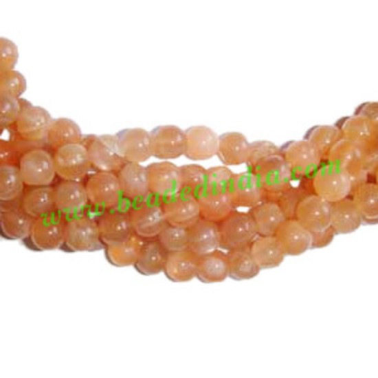 Picture of Moonstone Peach 4mm round semi precious gemstone beads.