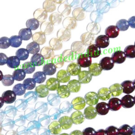 Picture of Multistone 5 color 4mm round semi precious gemstone beads.
