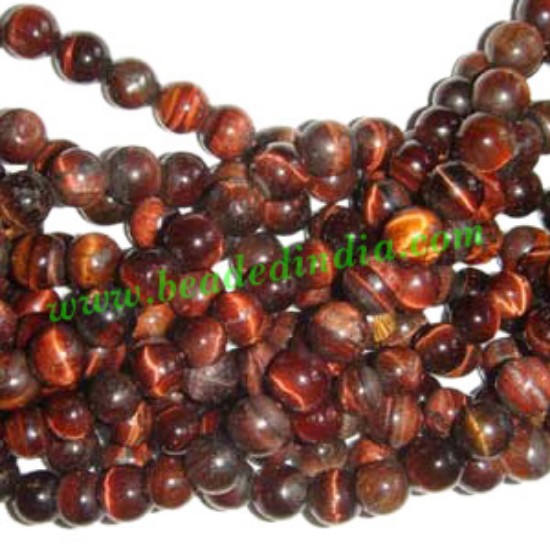 Picture of Red Tiger Eye 4mm round semi precious gemstone beads.
