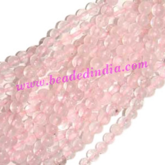 Picture of Rose Quartz 4mm round semi precious gemstone beads.