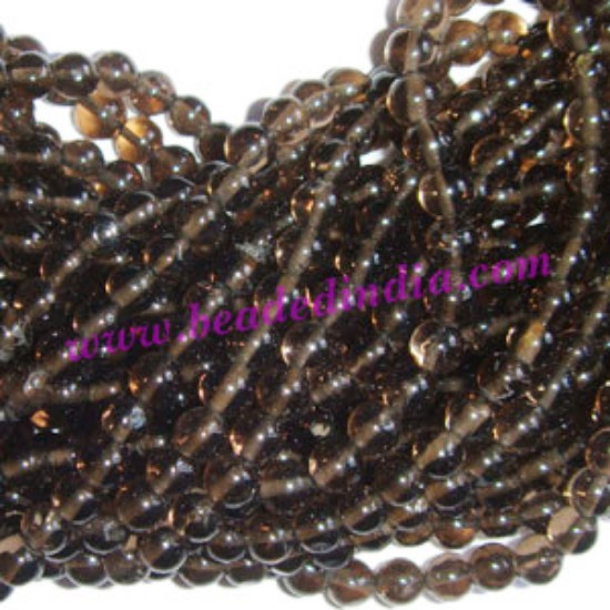 Picture of Smocky Quartz 4mm round semi precious gemstone beads.