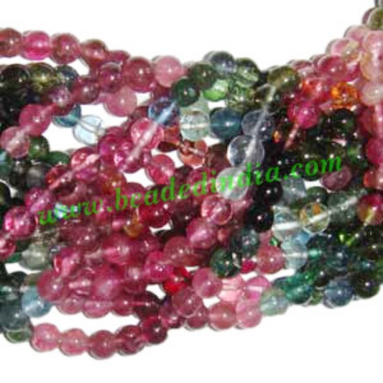 Picture of Tourmaline 4mm round semi precious gemstone beads.