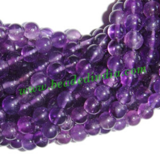 Picture of Amethyst Dark 6mm round semi precious gemstone beads.