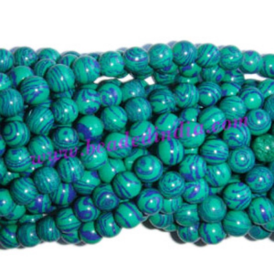 Picture of Azurite 6mm round semi precious gemstone beads.