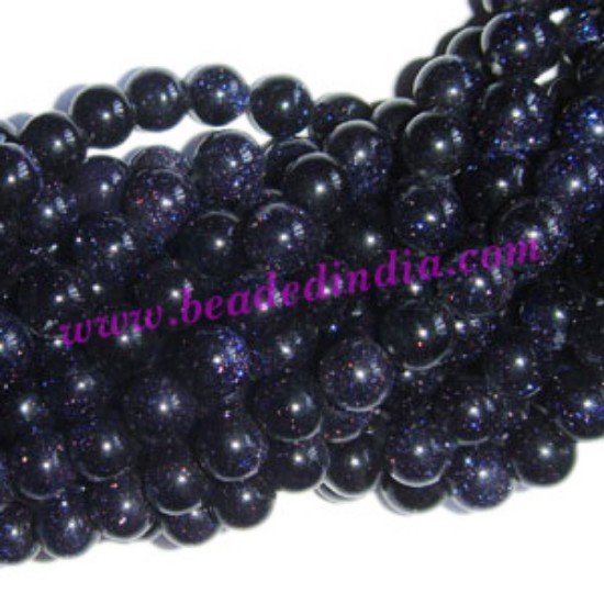 Picture of Blue Goldstone 6mm round semi precious gemstone beads.