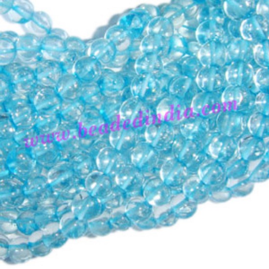 Picture of Blue Topaz Dyed 6mm round semi precious gemstone beads.