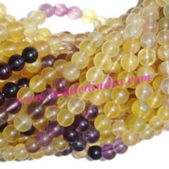 Picture of Fluorite 6mm round semi precious gemstone beads.