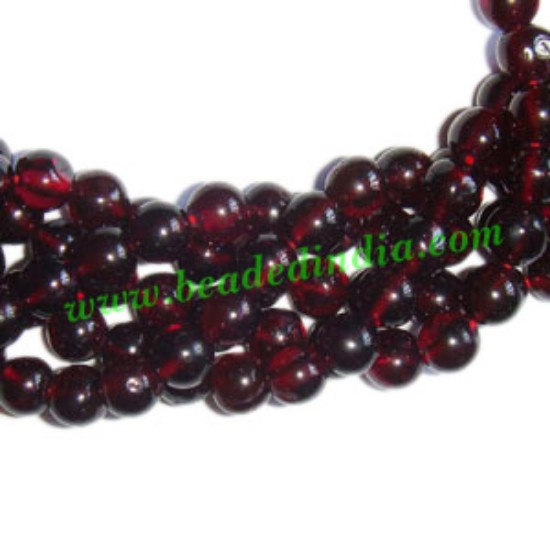 Picture of Garnet 6mm round semi precious gemstone beads.
