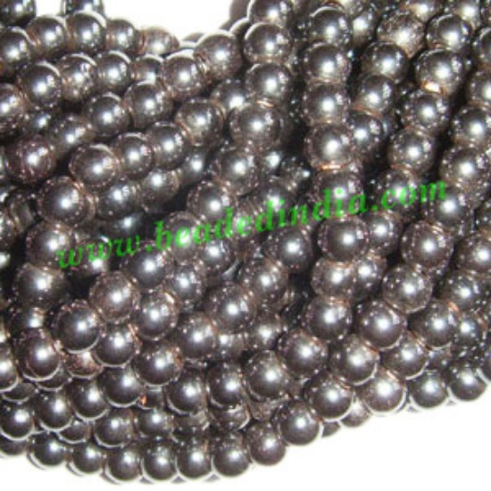 Picture of Haematite 6mm round semi precious gemstone beads.