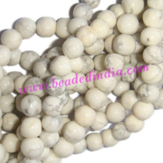 Picture of Howlite 6mm round semi precious gemstone beads.