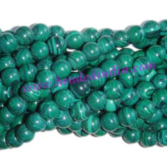 Picture of Malachite 6mm round semi precious gemstone beads.