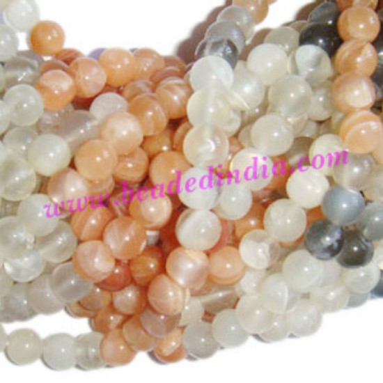 Picture of Rainbow Moonstone 6mm round semi precious gemstone beads.