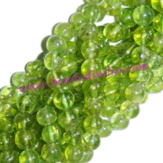 Picture of Peridot 6mm round semi precious gemstone beads.