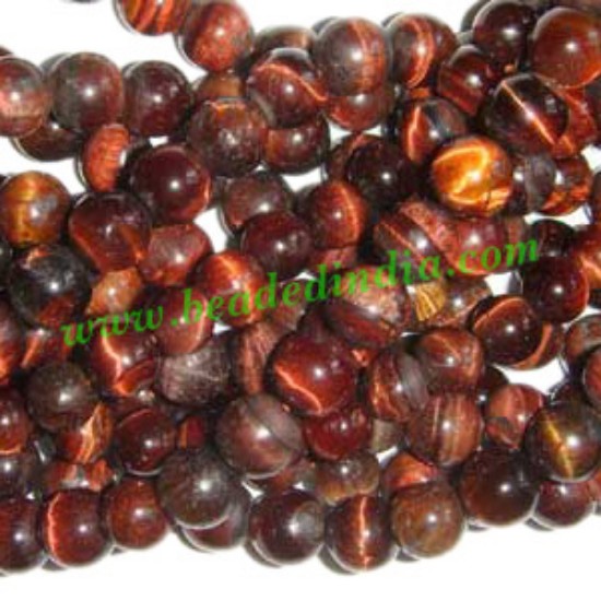 Picture of Red Tiger Eye 6mm round semi precious gemstone beads.