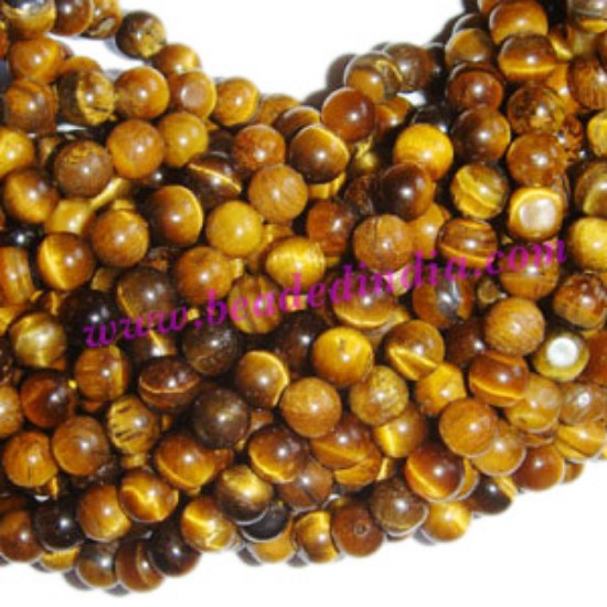 Picture of Tiger Eye 6mm round semi precious gemstone beads.