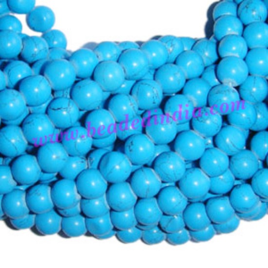 Picture of Turquoise 6mm round semi precious gemstone beads.