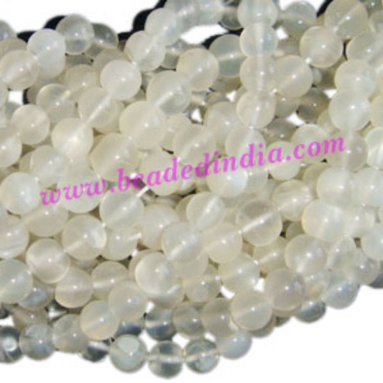 Picture of White Moonstone 6mm round semi precious gemstone beads.