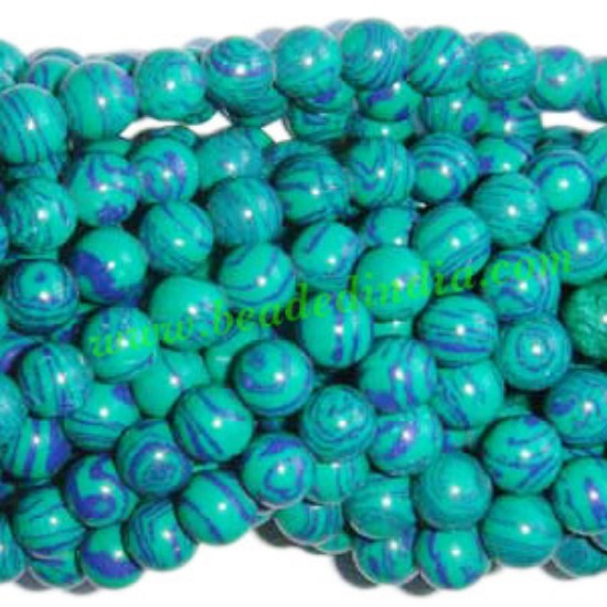 Picture of Azurite 8mm round semi precious gemstone beads.