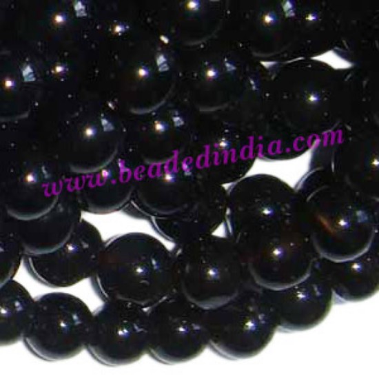 Picture of Black Onyx 8mm round semi precious gemstone beads.