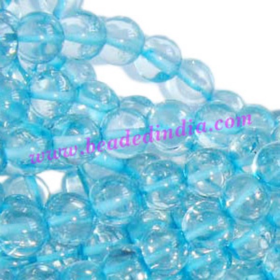 Picture of Blue Topaz 8mm round semi precious gemstone beads.