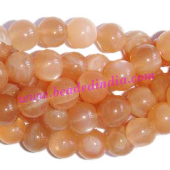 Picture of Peach Moonstone 8mm round semi precious gemstone beads.