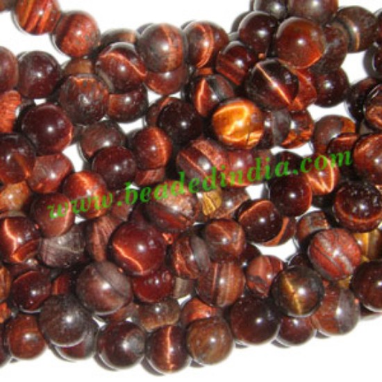 Picture of Red Tiger Eye 8mm round semi precious gemstone beads.