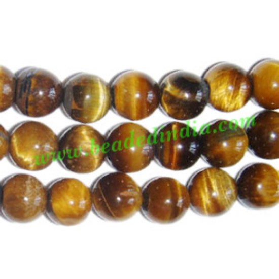 Picture of Tiger Eye 8mm round semi precious gemstone beads.