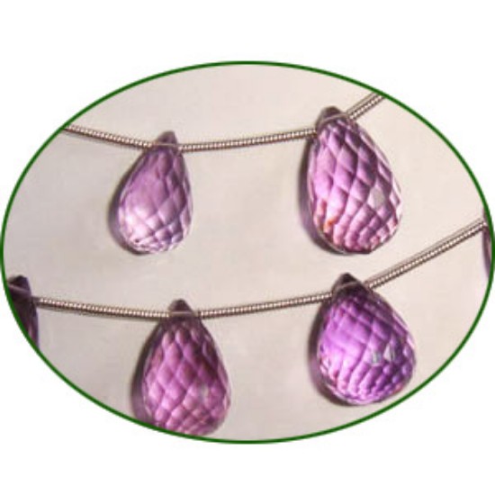 Picture of Fine Quality Amethyst Faceted  Drops, size: 8mm to 10mm