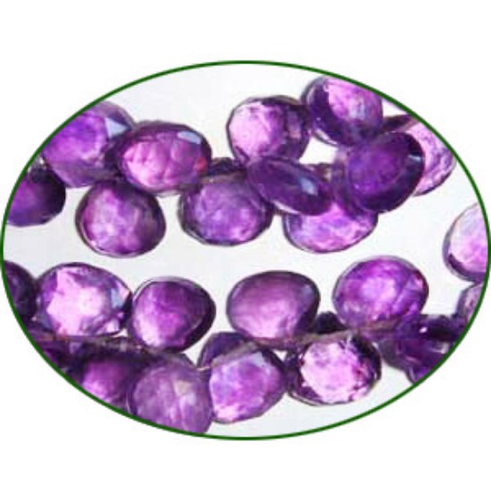 Picture of Fine Quality Amethyst Faceted Heart, size: 7mm to 8mm