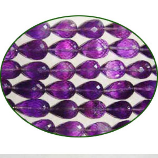 Picture of Fine Quality Amethyst Faceted Top Drill Drops , size: 9mm to 11mm