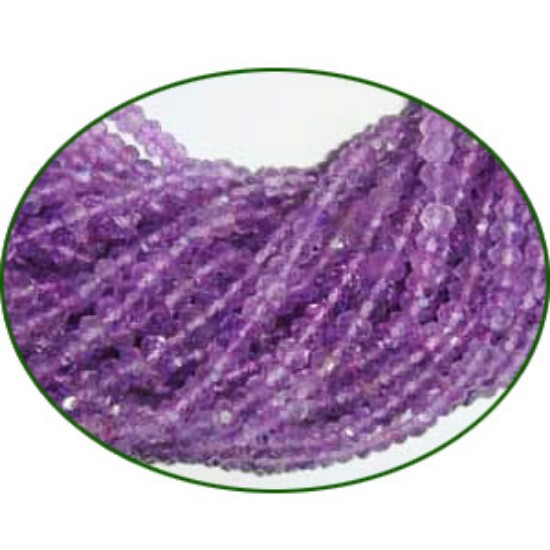 Picture of Fine Quality Amethyst Light Faceted Roundell, size: 3mm to 3.5mm