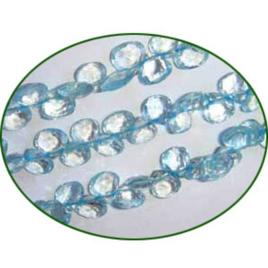 Picture of Fine Quality Aquamarine Briolette Faceted Heart, size: 5mm to 6mm