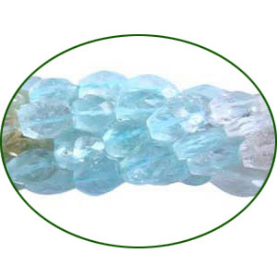 Picture of Fine Quality Aquamarine Multi Faceted Oval, size: 6x8mm to 7x9mm