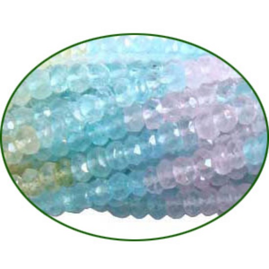 Picture of Fine Quality Multi Aquamarine Faceted Roundel, size: 3mm to 3.5mm