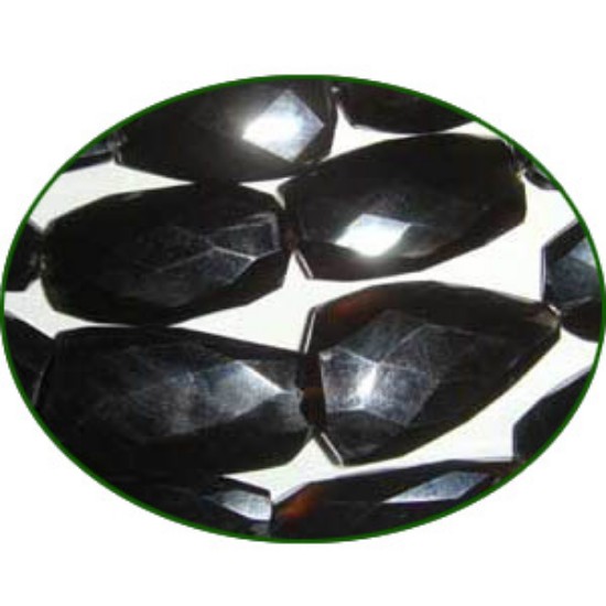 Picture of Fine Quality Black Onyx Faceted Flat Tumble, size: 20mm to 30mm