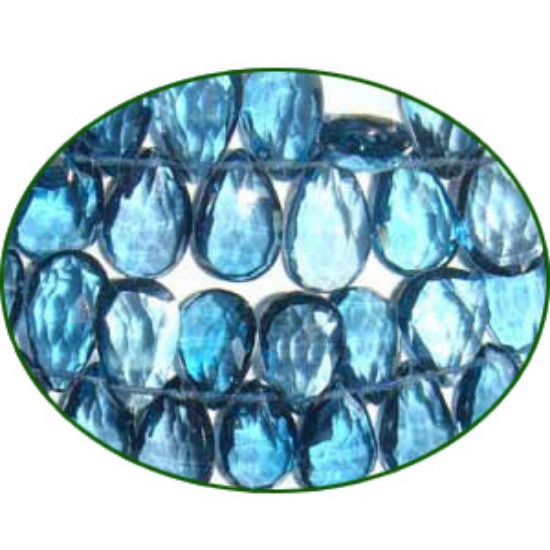 Picture of Fine Quality London Blue Topaz Briolette Faceted Pears, size: 6x9mm to 7x10mm