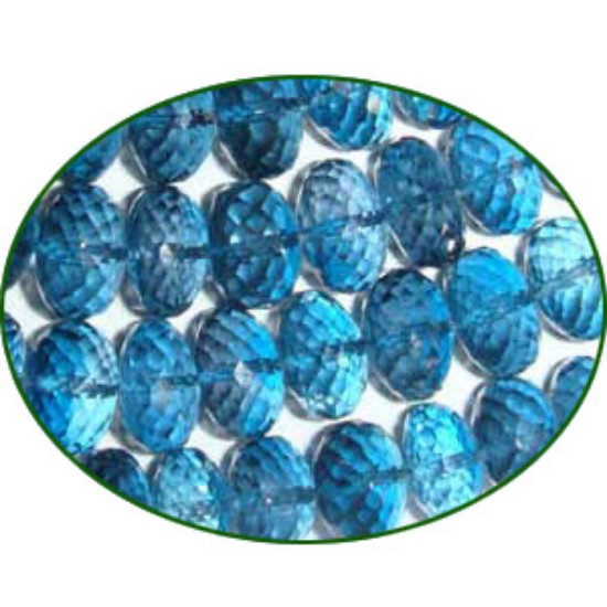 Picture of Fine Quality London Blue Topaz Briolette Faceted Roundel, size: 7mm to 10mm