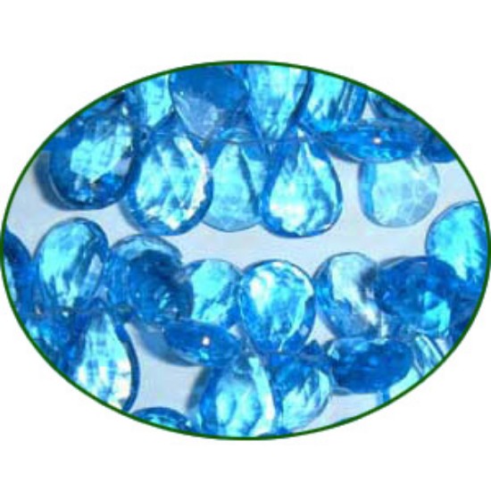 Picture of Fine Quality Swiss Blue Topaz Briolette Faceted Pears, size: 8x11mm to 8x12mm