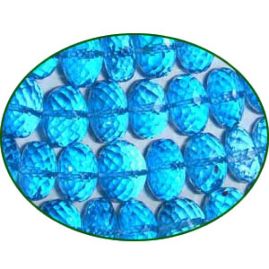 Picture of Fine Quality Swiss Blue Topaz Briolette Faceted Roundel, size: 6mm to 11mm