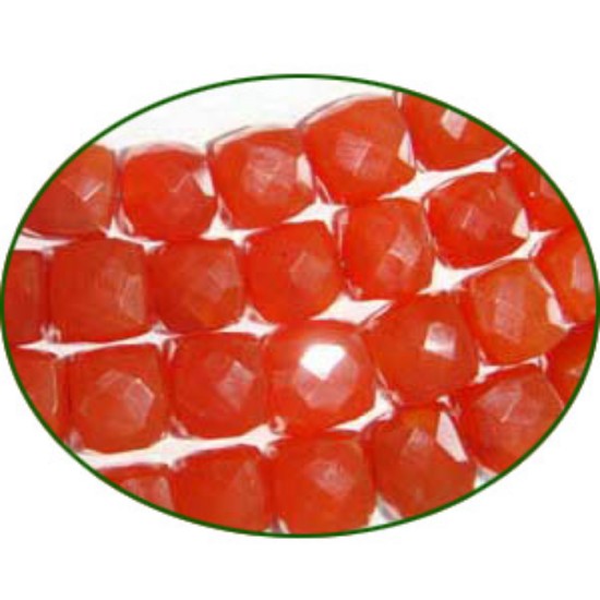 Picture of Fine Quality Carnelian Faceted Box, size: 8x8mm to 10x10mm