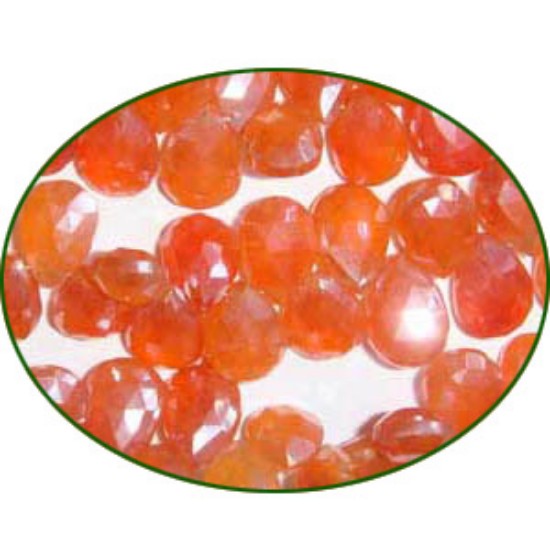 Picture of Fine Quality Carnelian Faceted Pears, size: 6x9mm to 8x10mm