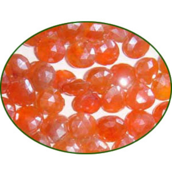 Picture of Fine Quality Carnelian Faceted Heart, size: 7mm to 7.5mm