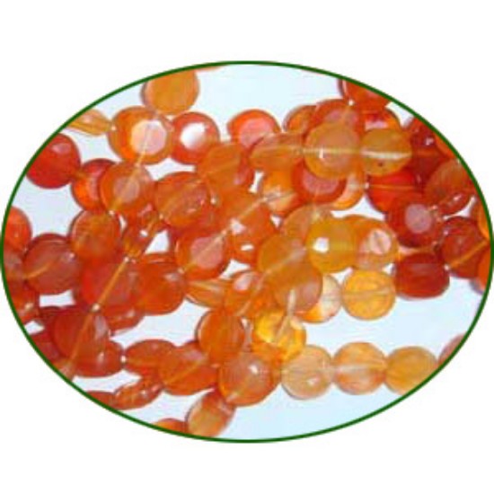 Picture of Fine Quality Carnelian Shaded Faceted Coin, size: 5mm to 7mm